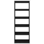 vidaXL Knižnica/deliaca stena čierna 60x30x167,5 cm masívna borovica – Obrázok 5