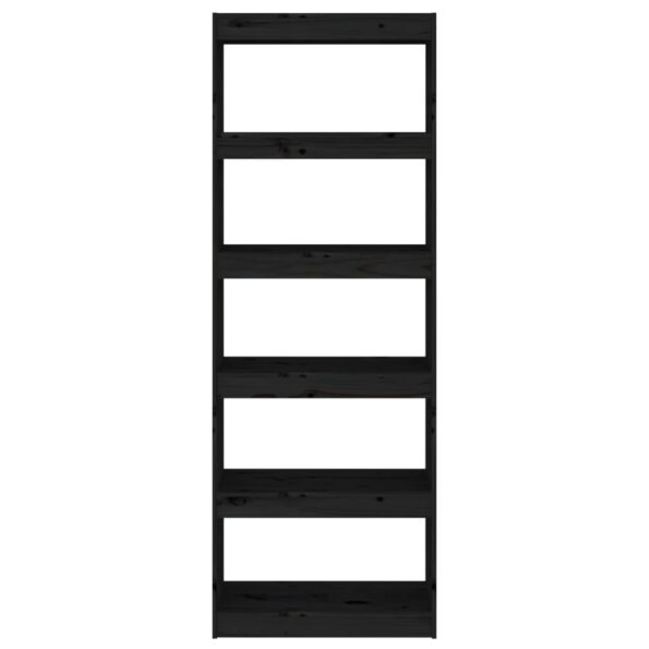 vidaXL Knižnica/deliaca stena čierna 60x30x167,5 cm masívna borovica – Obrázok 5