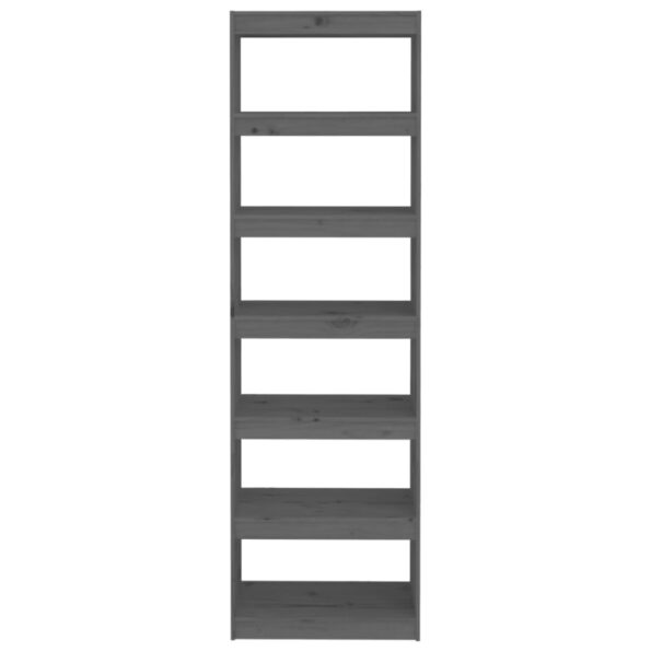vidaXL Knižnica/deliaca stena sivá 60x30x199,5 cm masívna borovica – Obrázok 5