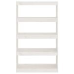 vidaXL Knižnica/deliaca stena biela 80x30x135,5 cm masívna borovica – Obrázok 5