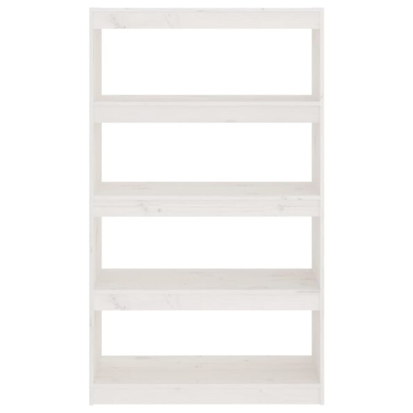 vidaXL Knižnica/deliaca stena biela 80x30x135,5 cm masívna borovica – Obrázok 5