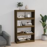 vidaXL Knižnica/deliaca stena medová 80x30x135,5 cm masívna borovica – Obrázok 3