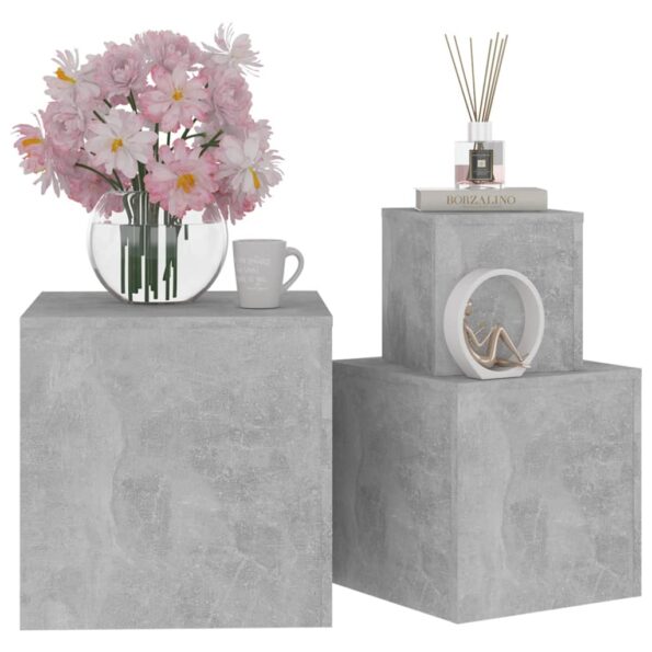 vidaXL Príručné stolíky 3 ks betónovo-sivé drevotrieska – Obrázok 4