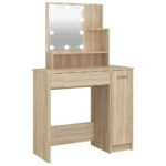 vidaXL Toaletný stolík s LED dub sonoma 86,5x35x136 cm – Obrázok 2