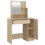 vidaXL Toaletný stolík s LED dub sonoma 86,5x35x136 cm – Obrázok 4