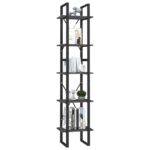 vidaXL Knižnica s 5 policami sivá 40x30x175 cm borovicové drevo – Obrázok 3