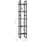 vidaXL Knižnica s 5 policami sivá 40x30x175 cm borovicové drevo – Obrázok 7