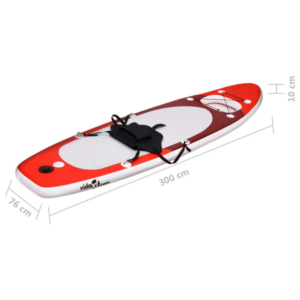 vidaXL Nafukovací Stand up paddleboard červený 300x76x10 cm – Obrázok 12