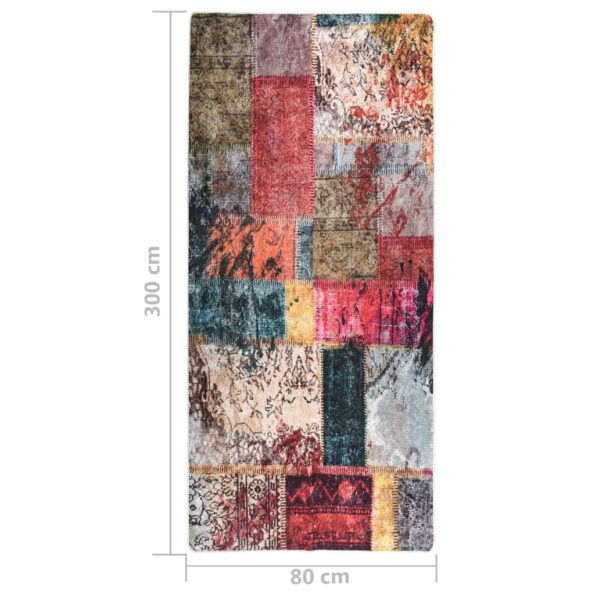 vidaXL Prateľný koberec patchwork 80x300 cm viacfarebný protišmykový – Obrázok 5