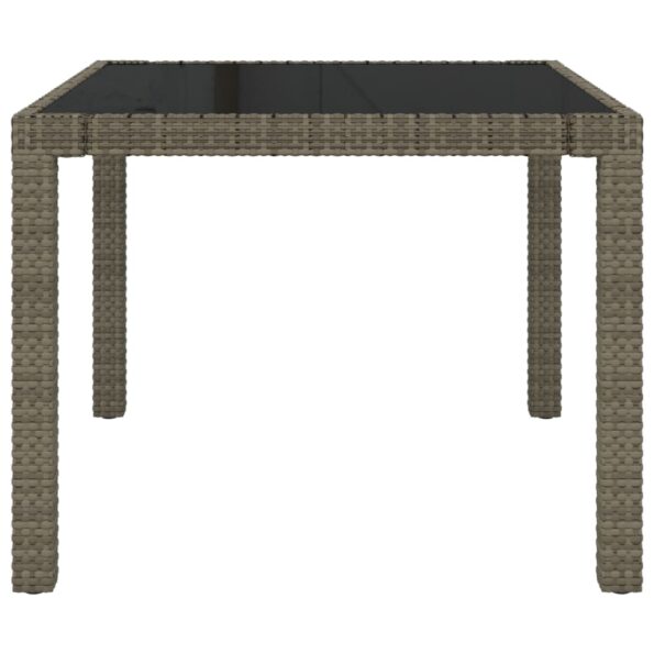 vidaXL Záhradný stôl 90x90x75 cm tvrdené sklo a polyratan sivý – Obrázok 3