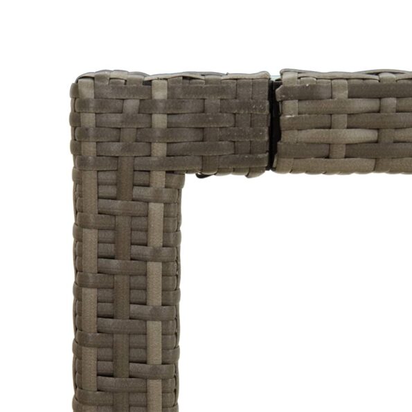 vidaXL Záhradný stôl 90x90x75 cm tvrdené sklo a polyratan sivý – Obrázok 5