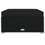 vidaXL Záhradná taburetka so sedákom čierna 70x70x30 cm polyratan – Obrázok 3