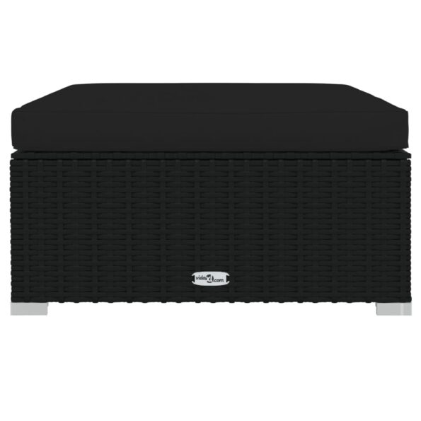 vidaXL Záhradná taburetka so sedákom čierna 70x70x30 cm polyratan – Obrázok 3