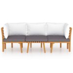 vidaXL 3-dielna sada záhradného salónika s vankúšmi masívna akácia – Obrázok 3