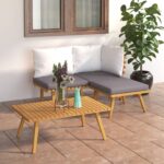 vidaXL 4-dielna záhradná sedacia súprava s podložkami akáciový masív