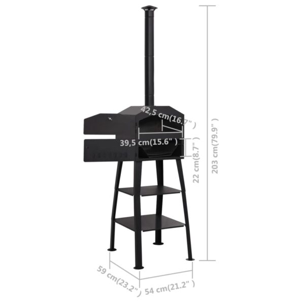 vidaXL Vonkajšia pec na pizzu na drevené uhlie s 2 šamotovými kameňmi – Obrázok 10