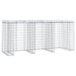 vidaXL Gabiónová stena na smetný kôš 270x91x120 cm pozinkované železo – Obrázok 2