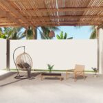 vidaXL Zaťahovacia bočná markíza krémová 220x1000 cm