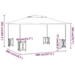 vidaXL Altánok s bočnými stenami a dvojitou strechou 3x4 m sivohnedý – Obrázok 6