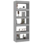 vidaXL Knižnica/deliaca stena sivá sonoma 60x30x166cm kompozitné drevo – Obrázok 4