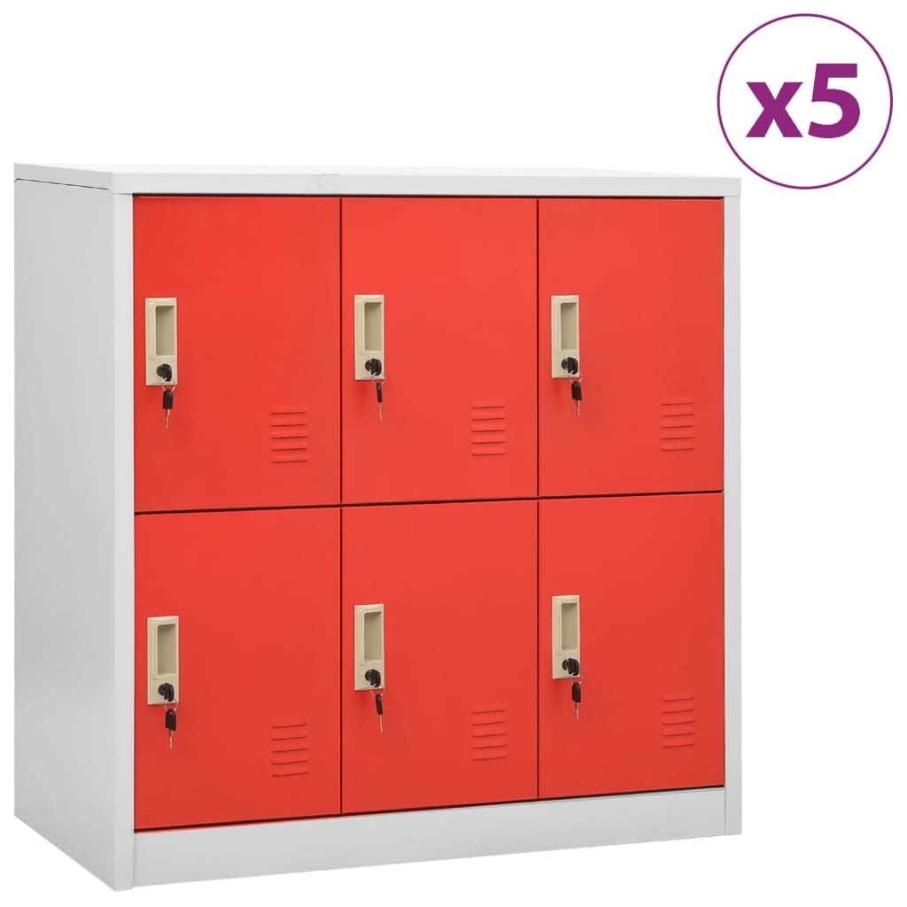 VXL8720286847794_a_en_hd_1.jpg vidaXL Uzamykacie skrinky 5 ks bledosivé a červené 90x45x92,5 cm oceľové – Obrázok 1