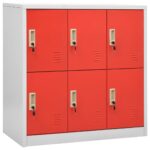 vidaXL Uzamykacie skrinky 5 ks bledosivé a červené 90x45x92,5 cm oceľové – Obrázok 3