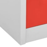 vidaXL Uzamykacie skrinky 5 ks bledosivé a červené 90x45x92,5 cm oceľové – Obrázok 8