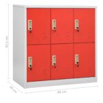 vidaXL Uzamykacie skrinky 5 ks bledosivé a červené 90x45x92,5 cm oceľové – Obrázok 9