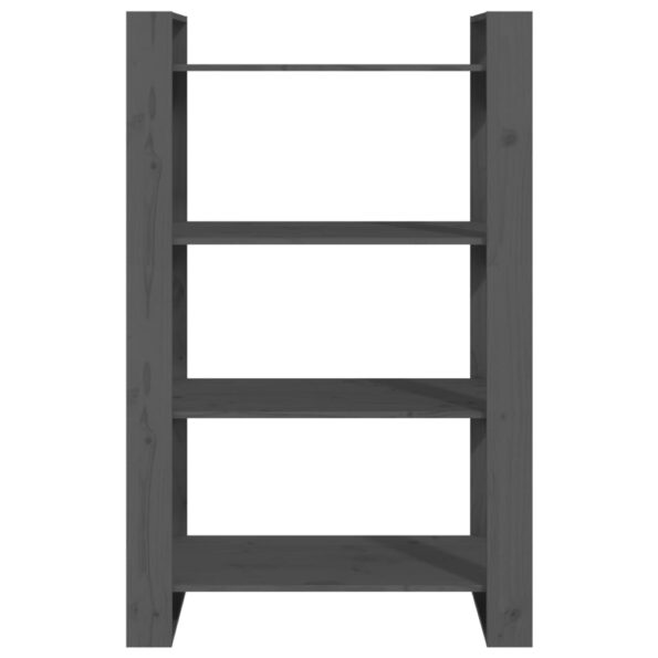 vidaXL Knižnica/deliaca stena sivá 80x35x125 cm masívna borovica – Obrázok 5