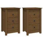 vidaXL Nočné stolíky 2 ks medovohnedé 40x35x61,5 cm borovicový masív – Obrázok 2