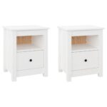 vidaXL Nočné stolíky 2 ks biele 40x35x49 cm masívne borovicové drevo – Obrázok 2