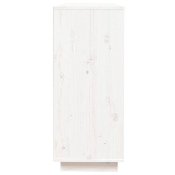 vidaXL Komoda biela 110,5x35x80 cm borovicový masív – Obrázok 7