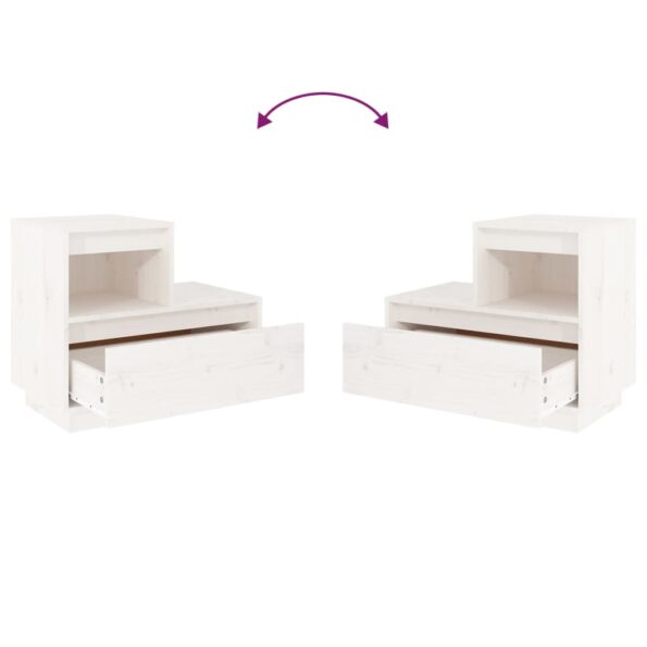 vidaXL Nočné stolíky 2 ks biele 60x34x51 cm masívne borovicové drevo – Obrázok 7