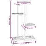 vidaXL 4-posch. stojan na kvety s kolieskami 44x23x80 cm čierny železo – Obrázok 7