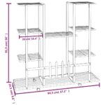 vidaXL Stojan na kvety s kolieskami 94,5x24,5x91,5 cm biely železný – Obrázok 7