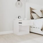 vidaXL Nočné stolíky 2 ks so zásuvkou lesklé biele – Obrázok 4