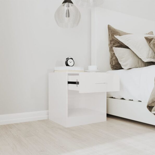 vidaXL Nočné stolíky 2 ks so zásuvkou lesklé biele – Obrázok 4