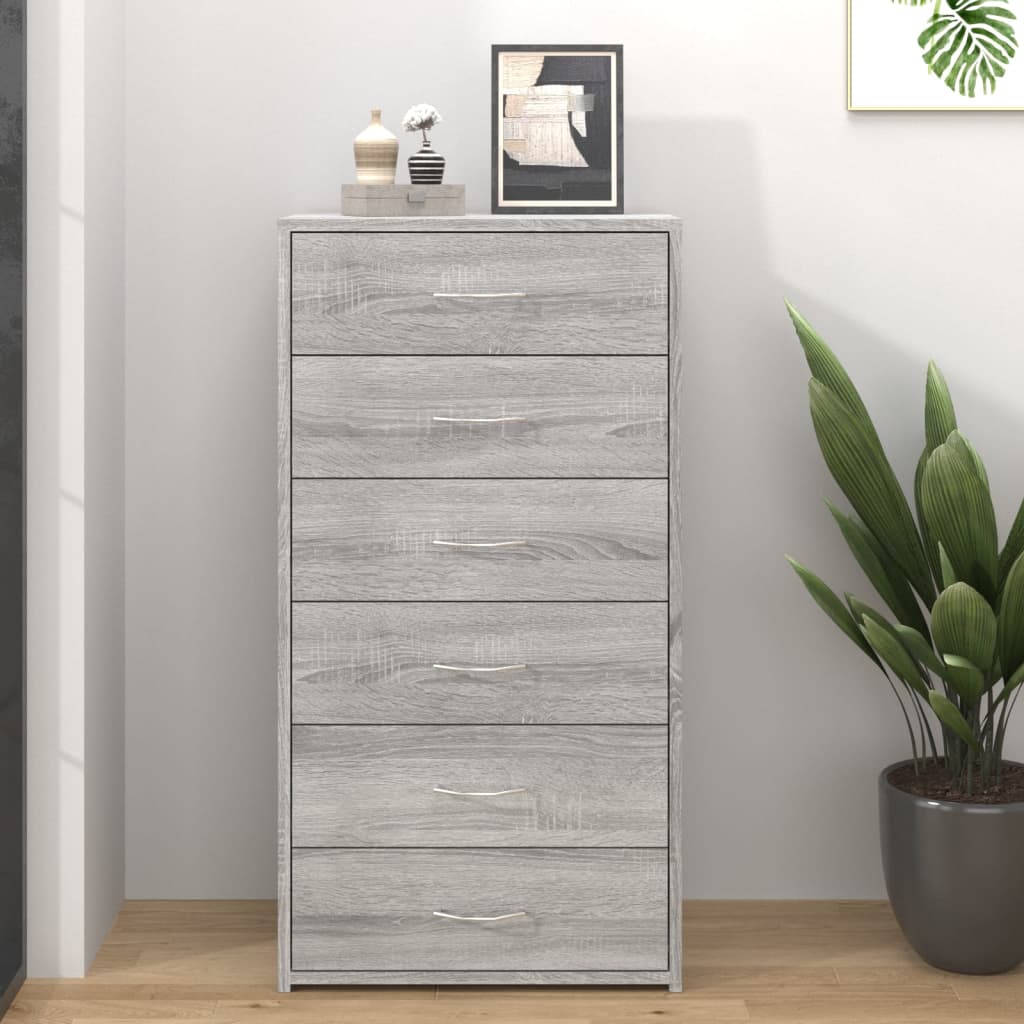VXL8720286954133_m_en_hd_1.jpg vidaXL Komoda so 6 zásuvkami sivá sonoma 50x34x96 cm spracované drevo – Obrázok 1