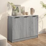 vidaXL Komoda sivý dub sonoma 90,5x30x70 cm spracované drevo – Obrázok 3