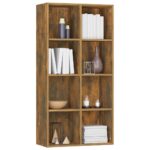 vidaXL Knižnica/komoda dymový dub 66x30x130 cm spracované drevo – Obrázok 8