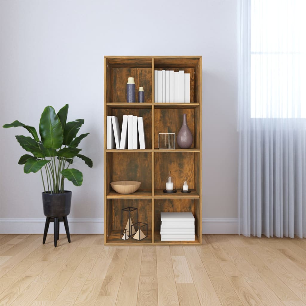 VXL8720286975114_m_en_hd_1.jpg vidaXL Knižnica/komoda dymový dub 66x30x130 cm spracované drevo – Obrázok 1
