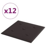 vidaXL Nástenné panely 12 ks čierne 30x30 cm umelá koža 1,08 m² – Obrázok 2