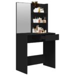 vidaXL Toaletný stolík so zrkadlom čierny 74,5x40x141 cm – Obrázok 5