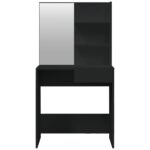 vidaXL Toaletný stolík so zrkadlom čierny 74,5x40x141 cm – Obrázok 6