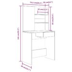 vidaXL Toaletný stolík so zrkadlom čierny 74,5x40x141 cm – Obrázok 10