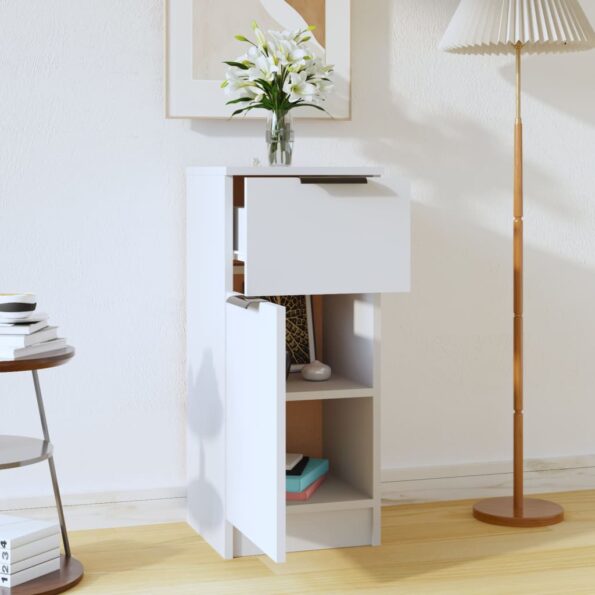 vidaXL Komoda biela 30x30x70 cm spracované drevo – Obrázok 3