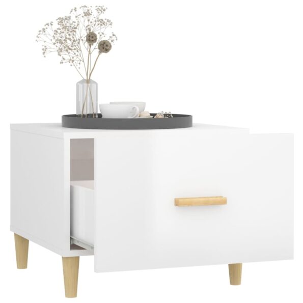 vidaXL Konferenčný stolík lesklý biely 50x50x40 cm spracované drevo – Obrázok 4