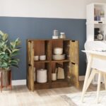 vidaXL Komody 2 ks dymový dub 30x30x70 cm spracované drevo – Obrázok 3