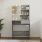 vidaXL Toaletný stolík s LED sivý dub sonoma 74,5x40x141 cm – Obrázok 11