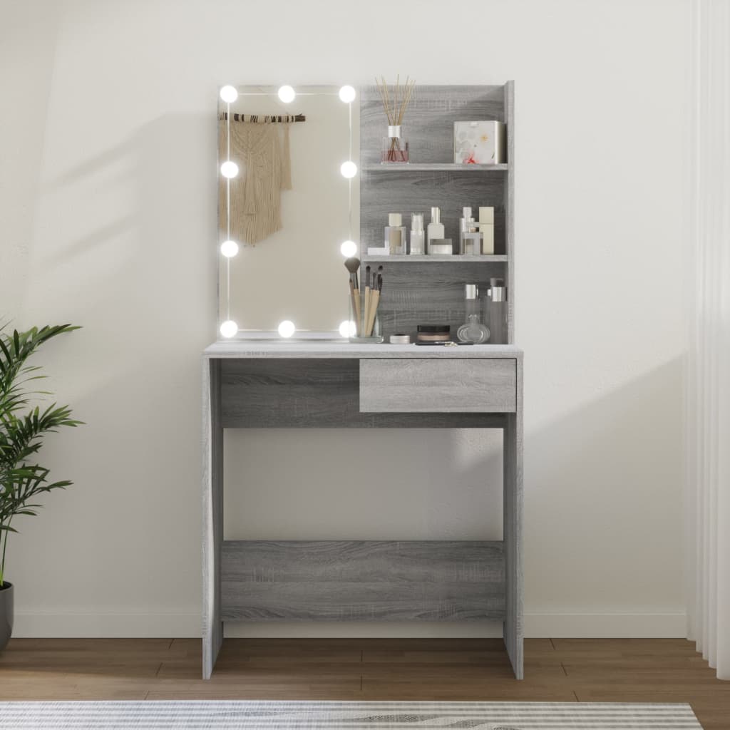 VXL8720287087625_m_en_hd_1.jpg vidaXL Toaletný stolík s LED sivý dub sonoma 74,5x40x141 cm – Obrázok 1
